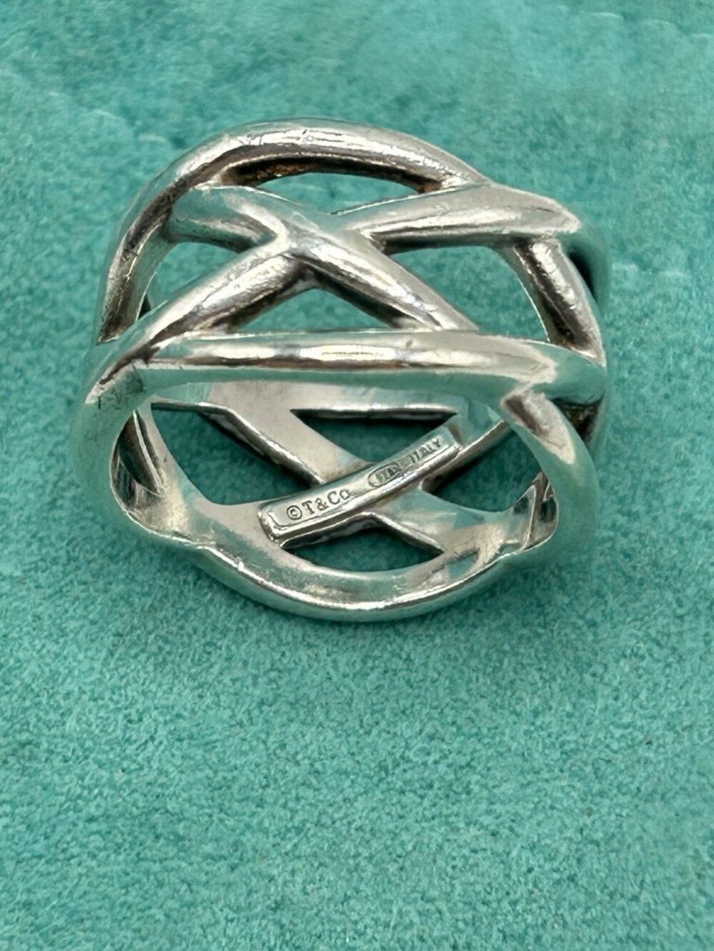 Tiffany and Co Sterling Silver Braided Criss Cross Band Ring Size 7 Celtic Knot - Picture 6 of 16